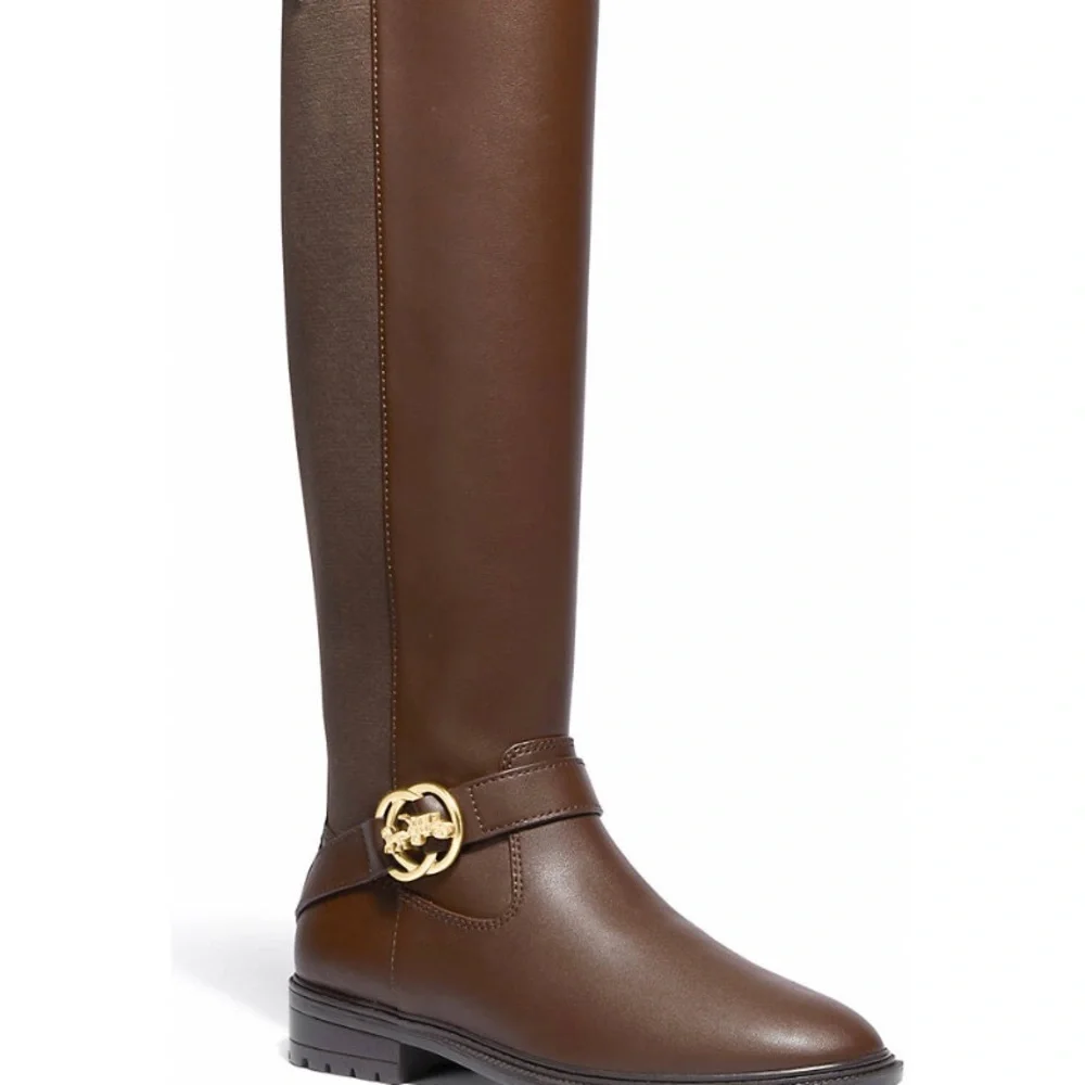 Farrah Tall Leather Boots Size 6.5B WALNUT Color - Picture 7 of 9